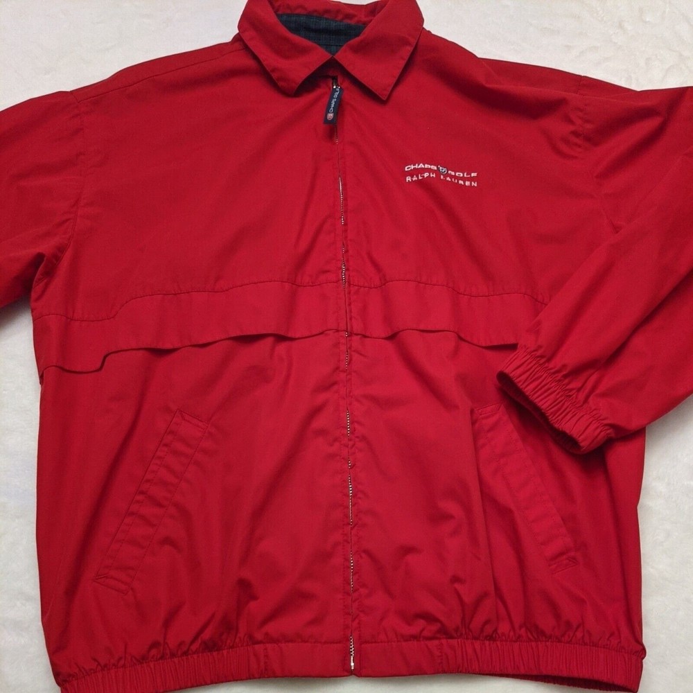 VTG CHAPS GOLF RALPH LAUREN Full Zip Pullover Windbreaker Jacket Size Medium Red